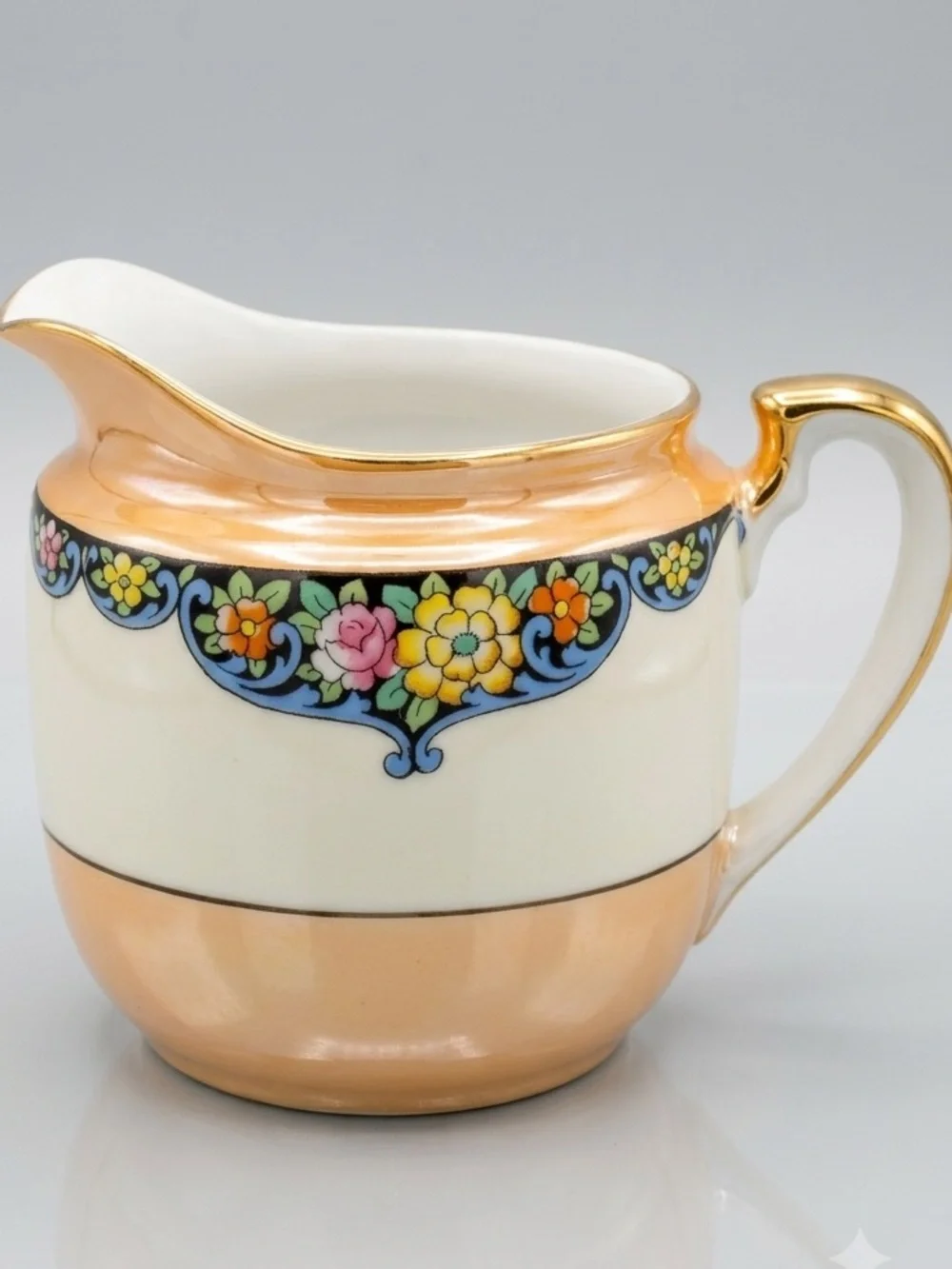 24k gold Noritake M Hand Painted Creamer Floral Lustreware Japan Porcelain